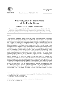 Upwelling into the thermocline of the Paci"c Ocean