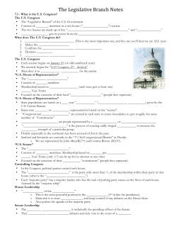 The Legislative Branch Notes