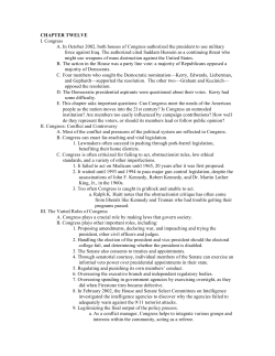 CHAPTER TWELVE I. Congress A. In October 2002, both houses of