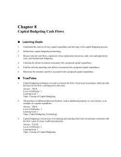 Chapter 8 Capital Budgeting Cash Flows