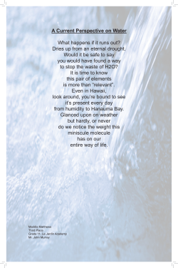 A Current Perspective on Water What happens if it runs out? Dries
