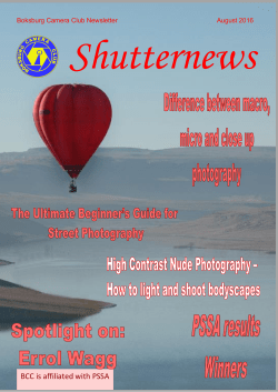 Boksburg Camera Club Newsletter August 2016