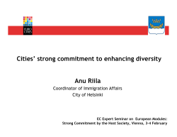Cities` strong commitment to enhancing diversity Anu Riila