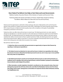 How Federal Tax Reform Can Help or Hurt State and Local