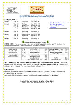 ROOM CHANGES:- Period 1 Year 13 Miss Peck from H2 to S2