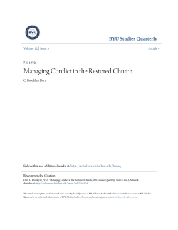 Managing Conflict in the Restored Church