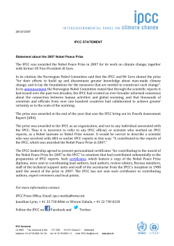 Statement about the 2007 Nobel Peace Prize