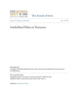 Antebellum Politics in Tennessee