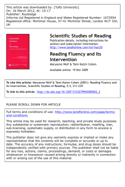 Reading Fluency and Its Intervention