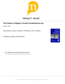 The Politics of Rights in Israeli Constitutional Law