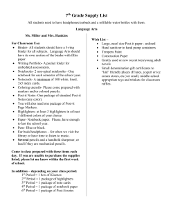 7th Grade Supply List