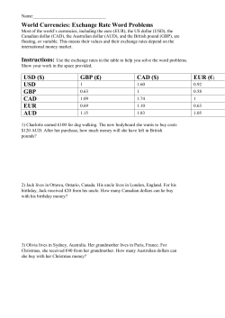 World Currencies: Exchange Rate Word Problems USD ($) GBP