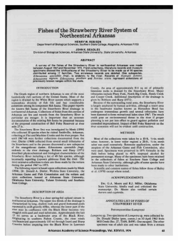 Fishes of the Strawberry River System of Northcentral Arkansas