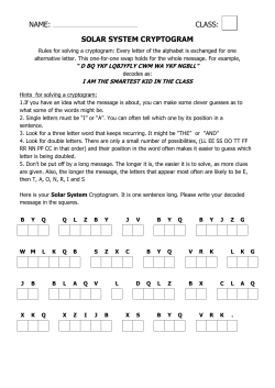 CLASS: SOLAR SYSTEM CRYPTOGRAM