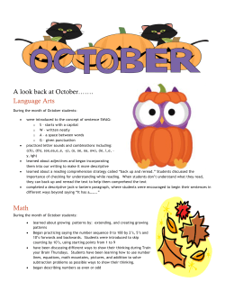 A look back at October……. Language Arts Math