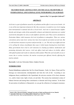 Transboundary Air Pollution and the Legal Framework at