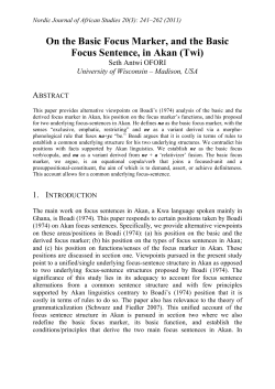 On the Basic Focus Marker, and the Basic Focus Sentence, in Akan