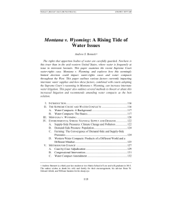 Montana v. Wyoming: A Rising Tide of Water Issues