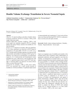 Double Volume Exchange Transfusion in Severe Neonatal Sepsis