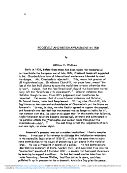 Roosevelt and British Appeasement in 1938