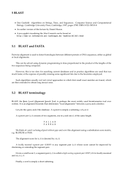 5 BLAST 5.1 BLAST and FASTA 5.2 BLAST terminology
