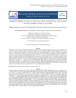 biomonitoring of heavy metals using intertidal mollusks in east johor