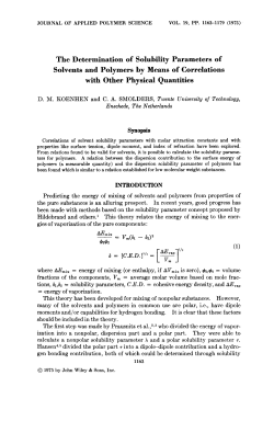 The determination of solubility parameters of solvents and polymers