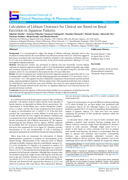 Calculation of Lithium Clearance for Clinical use Based on Renal