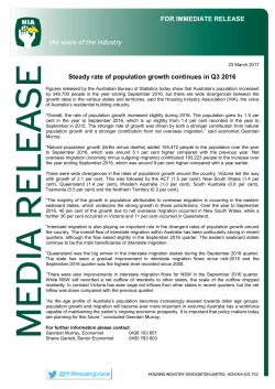 Steady rate of population growth continues in Q3 2016