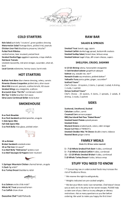 cold starters hot starters smokehouse raw bar sides family meals