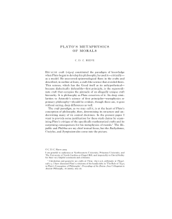 plato`s metaphysics of morals - Ancient Philosophy | University of