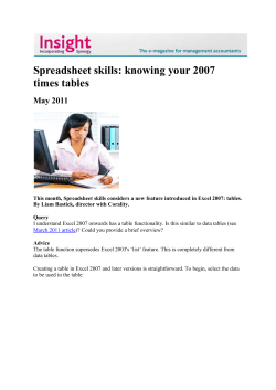 Spreadsheet skills: knowing your 2007 times tables