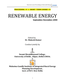 Short term course Proceedings on Renewable Energy