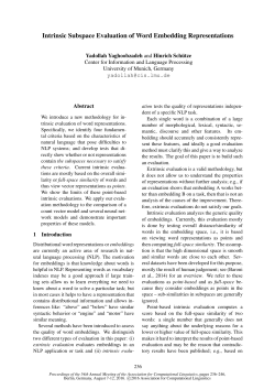 Intrinsic Subspace Evaluation of Word Embedding Representations