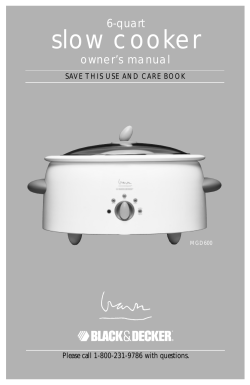 slow cooker - Applica Use and Care Manuals