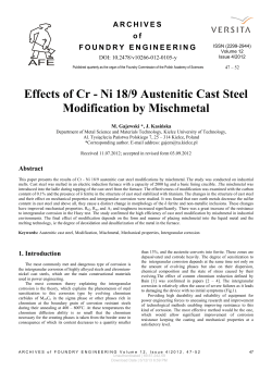 Effects of Cr - Ni 18/9 Austenitic Cast Steel Modification by Mischmetal