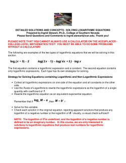 Solving Logarithmic Equations
