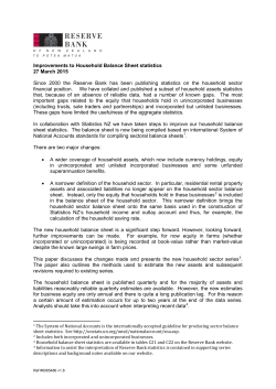 Improvements to Household Balance Sheet