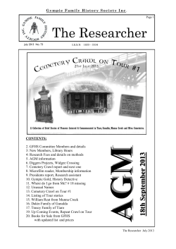 July 2013 - Gympie Family History Society