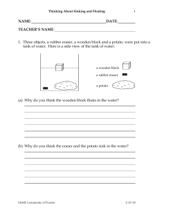 NAME: DATE: TEACHER`S NAME: 1. Three objects, a rubber eraser