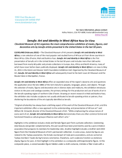 Exhibition Press Release - Cleveland Museum of Art