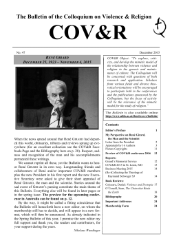 No 47 (December 2015) - The Colloquium on Violence and Religion