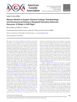 Letter to the Editor Meiotic Models to Explain Classical Linkage
