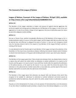 1919 Covenant of the League of Nations