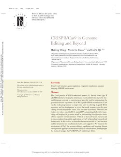 CRISPR/Cas9 in Genome Editing and Beyond