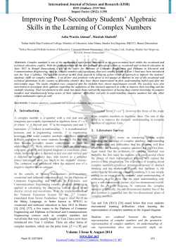 Improving Post-Secondary Students` Algebraic Skills in the Learning