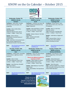 KNOW on the Go Calendar &ndash; October 2015