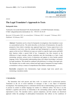 The Legal Translator`s Approach to Texts