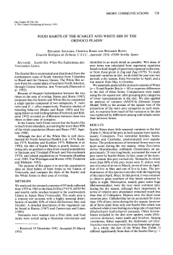 Food Habits of the Scarlet and White Ibis in the Orinoco