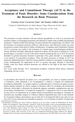 Acceptance and Commitment Therapy (ACT) in the Treatment of